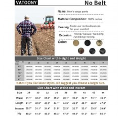 VATOONY 남성용 블랙 카고 팬츠(포켓 8개 포함) 핏 코튼 워크 팬츠 카모 팬츠
