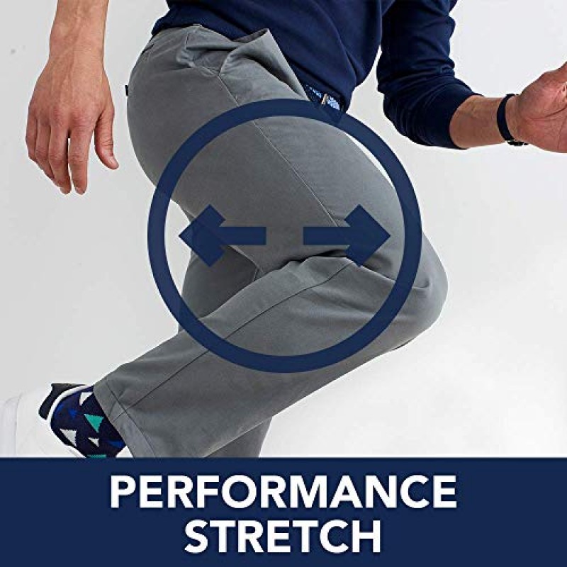 IZOD 남성용 퍼포먼스 스트레치 클래식 핏 플랫 프론트 치노 팬츠