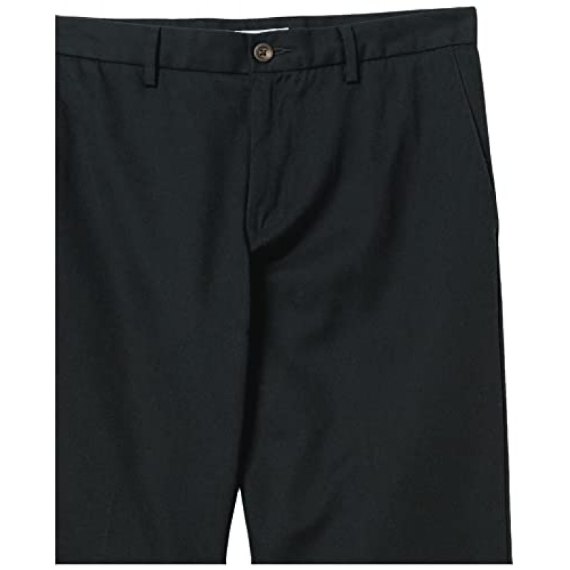 Amazon Essentials 남성용 클래식핏 주름 방지 플랫 프론트 치노 팬츠(빅 & 톨 사이즈로 구매 가능), 블랙, 42W x 32L