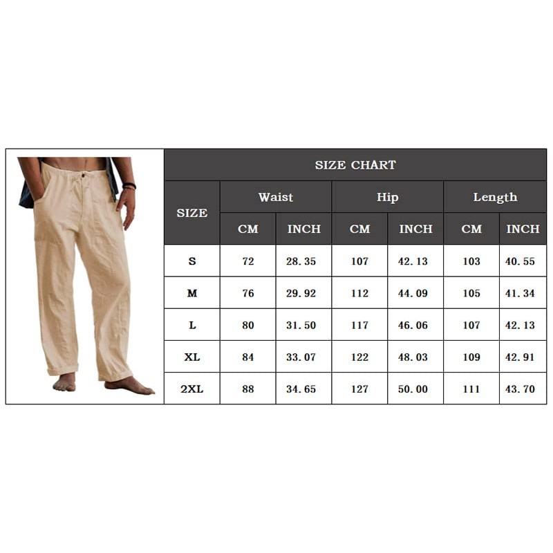 utcoco 남성용 코튼 린넨 비치 팬츠 루즈 캐주얼 드로스트링 와싯 슬랙스 포켓 포함