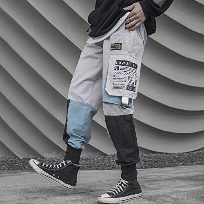 XYXIONGMAO 남성용 힙합 바지 전술 Techwear Harem Street Sweatpants 사이버 펑크 전술 조깅 남성용 카고 바지