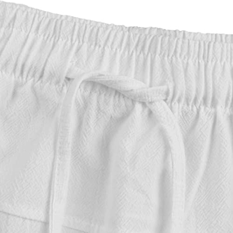 YAOHUOLE 남성 리넨 하렘 카프리 바지 루즈 3/4 남성 반바지 하렘 카프리 바지