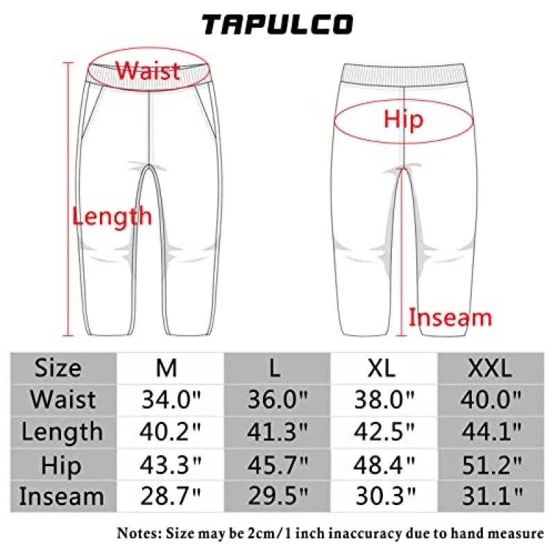 TAPULCO 남성용 퀵 드라이 하이킹 바지 신축성 있는 허리 운동성 내구성 캐주얼 야외 데일리 바지 지퍼 포켓 포함