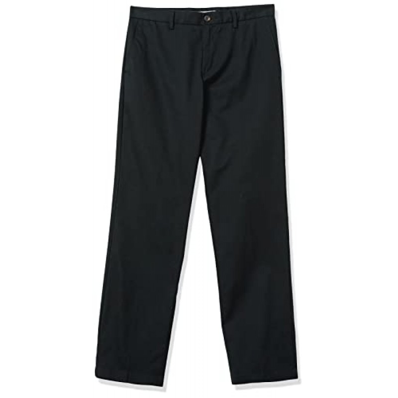 Amazon Essentials 남성용 클래식핏 주름 방지 플랫 프론트 치노 팬츠(빅 & 톨 사이즈로 구매 가능), 블랙, 40W x 32L