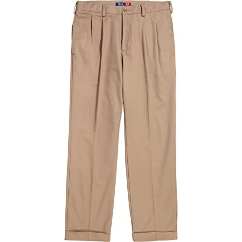 IZOD 남성용 아메리칸 치노(불활성 플랫 프론트 또는 플리츠) 클래식핏 바지, 잉글리시 카키, 36W x 32L