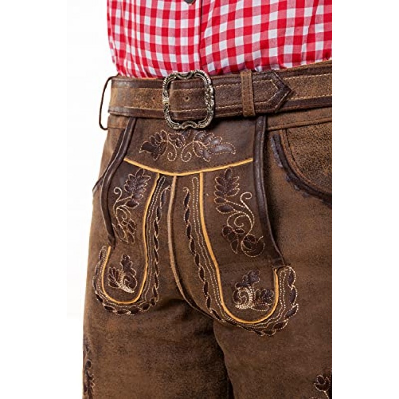 Edelnice Trachtenmode 바이에른 전통 짧은 가죽 바지 Thomas Lederhosen with Belt