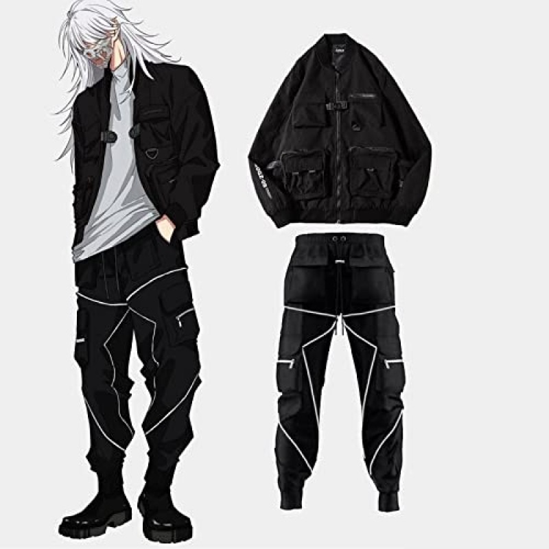 Aelfric Eden Mens Techwear 바지 스트리트 조깅 바지 멀티 포켓 카고 바지 Drawstring이있는 힙합 하이킹 바지