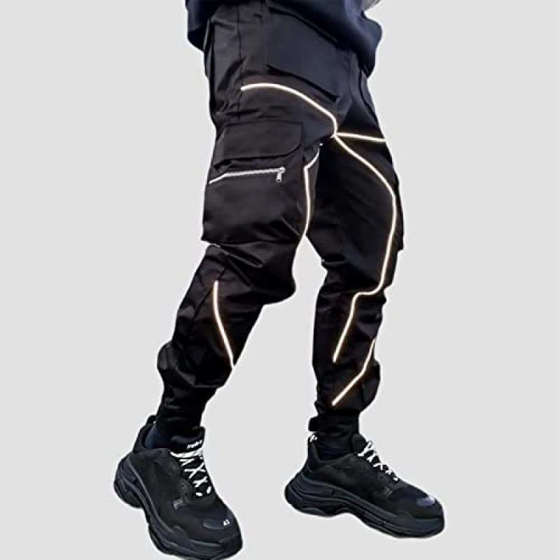Aelfric Eden Mens Techwear 바지 스트리트 조깅 바지 멀티 포켓 카고 바지 Drawstring이있는 힙합 하이킹 바지