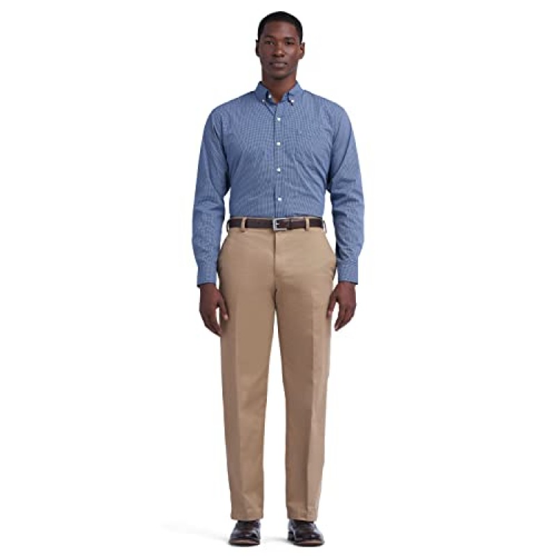 IZOD 남성용 아메리칸 치노(비활성 플랫 프론트 또는 플리츠) 클래식핏 바지, 잉글리쉬 카키, 40W x 32L