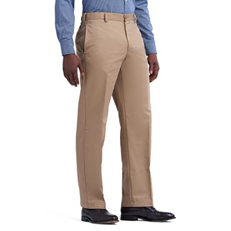 IZOD 남성용 아메리칸 치노(비활성 플랫 프론트 또는 플리츠) 클래식핏 바지, 잉글리쉬 카키, 40W x 32L