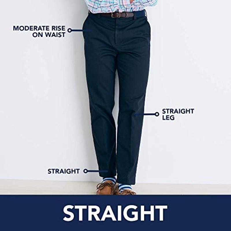 IZOD 남성용 아메리칸 치노 플랫 프론트 스트레이트 핏 팬츠