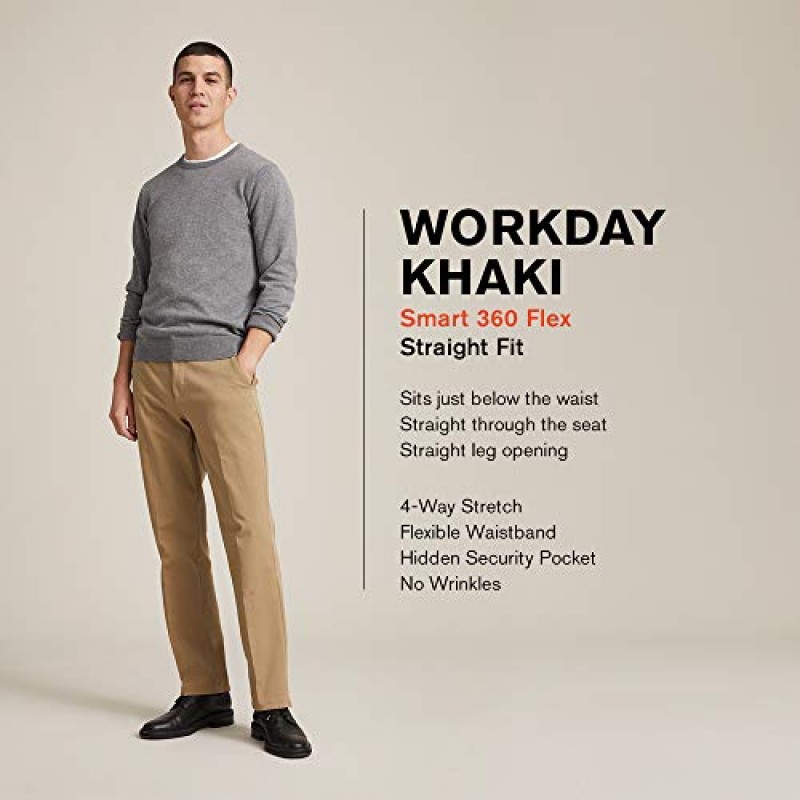 다커스 남성용 클래식 핏 Workday 카키 스마트 360 FLEX 바지(표준 및 빅 & 톨)