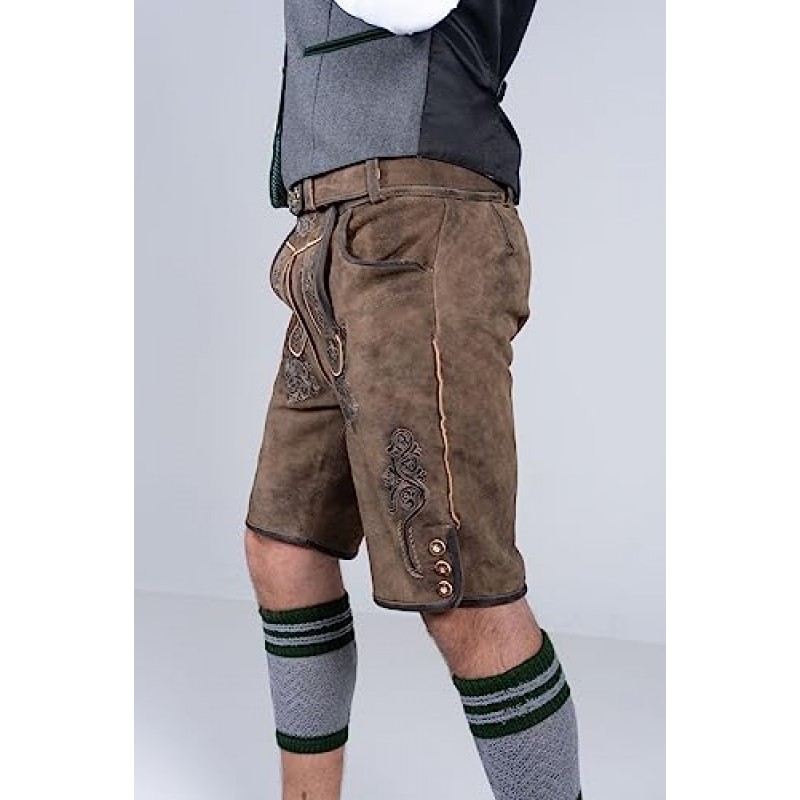 Edelnice Trachtenmode 바이에른 전통 짧은 가죽 바지 Fabian Lederhosen with Belt