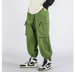 RWCFZJP 남성 카고 바지 남성 헐렁한 조깅 남성 힙합 녹색 한국어 일본어 streetwear 바지 바지 남성용