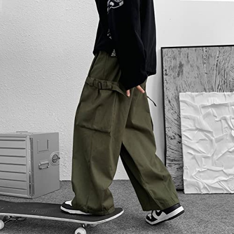 FiveShops 펑크 카고 바지 남성 streetwear 조깅 스선 팬츠 힙합 육군 녹색 와이드 레그 바지 스트리트