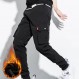 RLZCFF 겨울 멀티 포켓 카고 바지 남성 두꺼운 따뜻한 스트리트웨어 플러스 사이즈 남성 캐주얼 코튼 바지 (색상: 블랙, 사이즈: XXXXXXX-대형 코드)