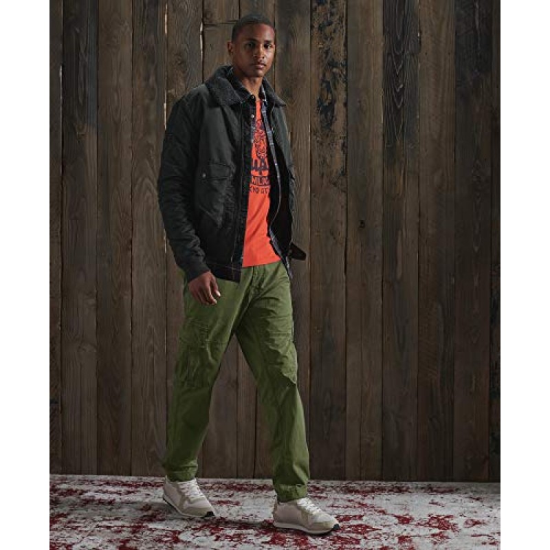 Superdry 남성용 코어 카고 바지, 벨트 루프, 지퍼 및 버튼 고정