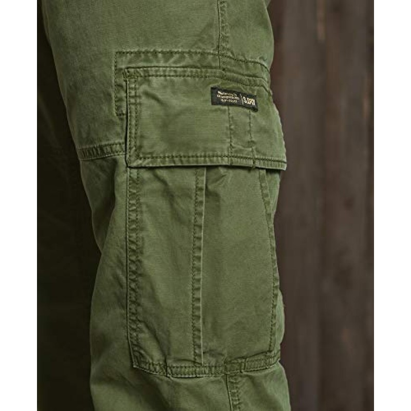 Superdry 남성용 코어 카고 바지, 벨트 루프, 지퍼 및 버튼 고정