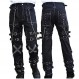 Darkrock Prime 품질 수제 고딕 바지 흰색 스레드 버클 지퍼 체인 스트랩 바지 Tripp Pants/USA