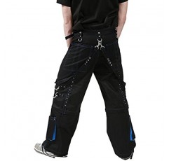 Darkrock Prime Quality 남성 고딕 본디지 바지 블루 스레드 사이버 팬츠 펑크 반바지 메탈 스터드 Tripp Pants/Gothic Pant/USA