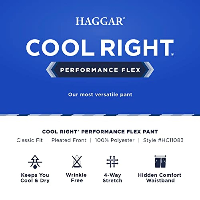 Haggar 남성용 쿨 라이트 퍼포먼스 플렉스 클래식 핏 플리츠 프론트 팬츠-reg. 그리고 크고 키가 큰