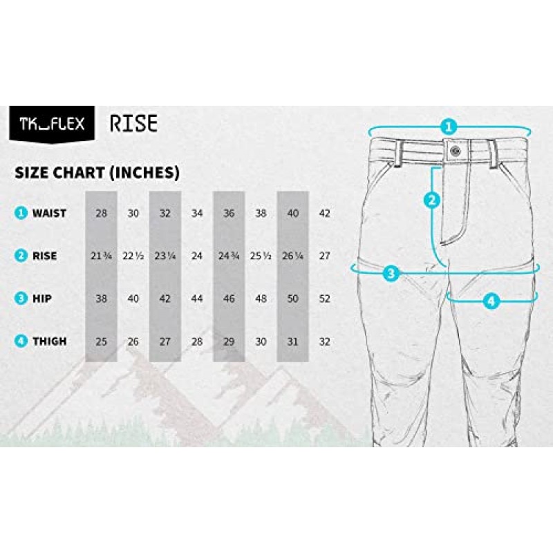 남성용 TK 플렉스 라이즈 테크니컬 팬츠, 경량 면/나일론 원단, 속건성, 통기성, 포켓 8개