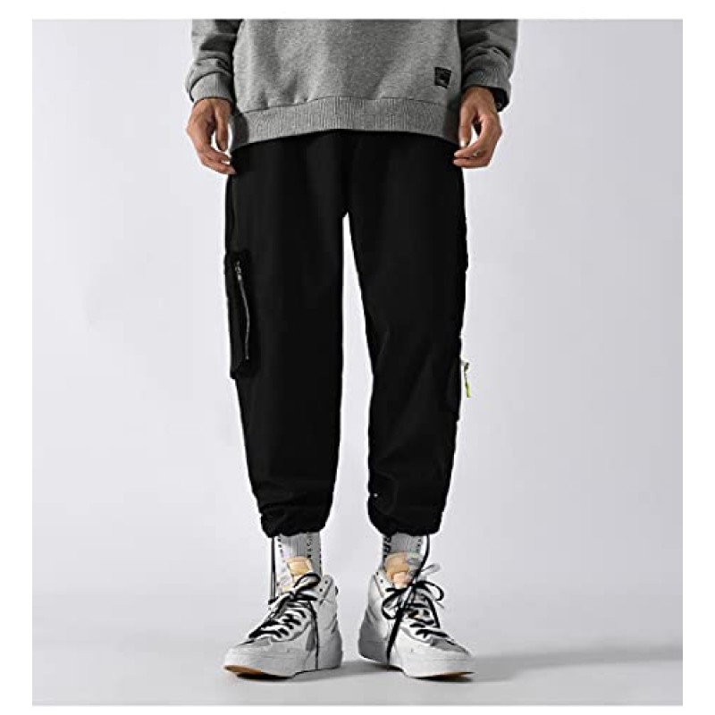 KKLLHSH 남성용 사이드 포켓 ​​카고 바지 Street Joggers Mens Pantalones 하렘 바지 작업복 바지