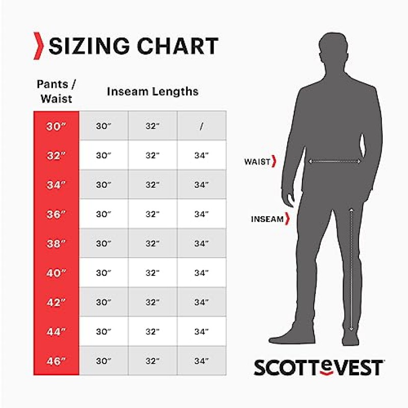 SCOTTeVEST 남성용 액션 어드벤처 팬츠 - 숨겨진 주머니 17개 - 여행용 발수제 등