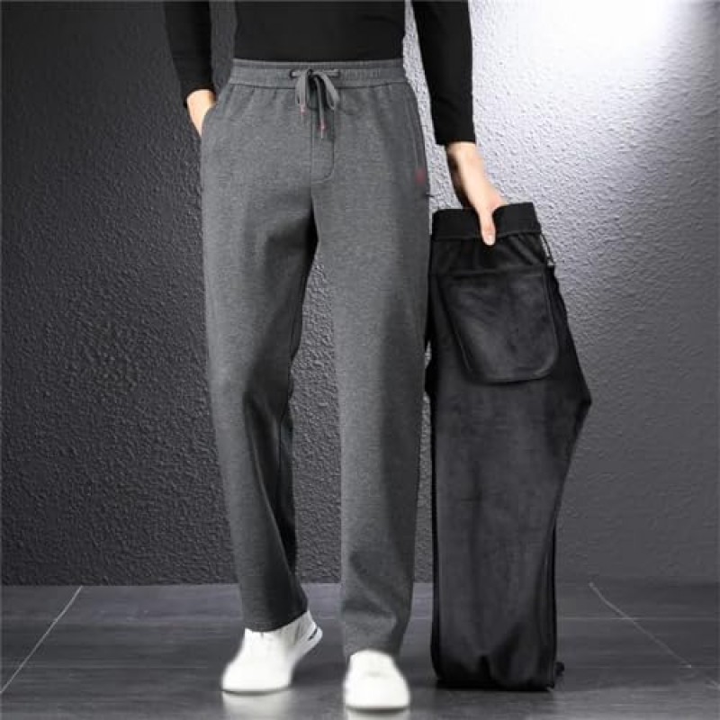 Rfmfkkg Mens Thicken Sweatpants 신축성 있는 허리밴드 바지 솔리드 컬러 슬림핏 작업 바지