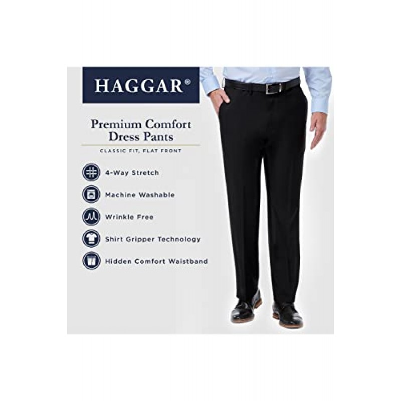 Haggar 남성 프리미엄 컴포트 드레스 팬츠 클래식 핏 Reg. 크고 큰 사이즈,