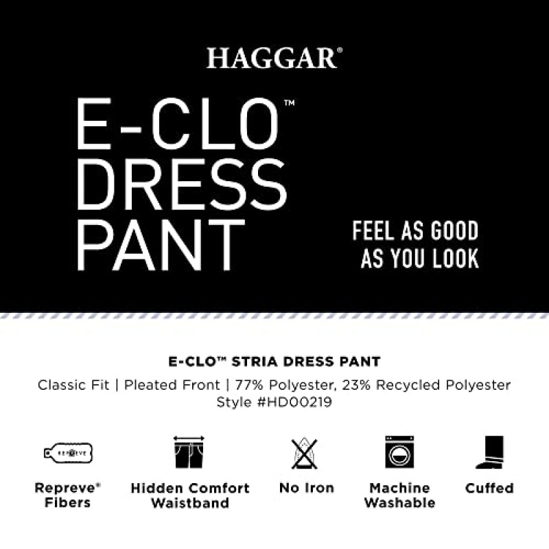 Haggar 남성 Eclo Repreve Stria 플리츠 프론트 드레스 팬츠