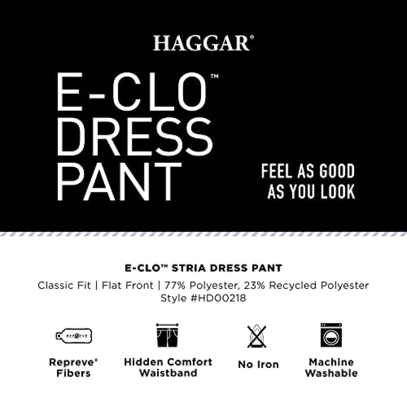 Haggar 남성 ECLO Repreve Stria 플랫 프론트 드레스 팬츠