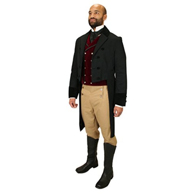 Historical Emporium 남성용 하이 웨이스트 코튼 리젠시 가을 프론트 바지