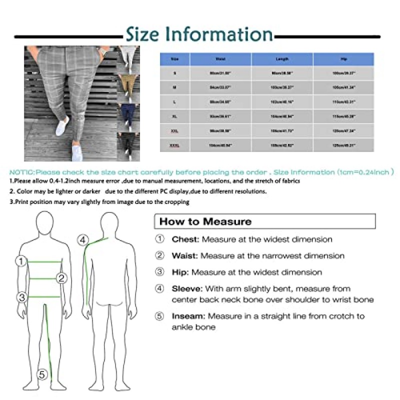 Ymosrh 남성 치노 바지 레귤러 드레스 바지 슬림핏 체크 무늬 바지 비즈니스 정장 캐주얼 골프 남성 운동 XXL