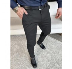 SweatyRocks 남성용 하이 웨이스트 지퍼 스키니 양복 바지 작업 사무실 비즈니스 긴 바지(포켓 포함)