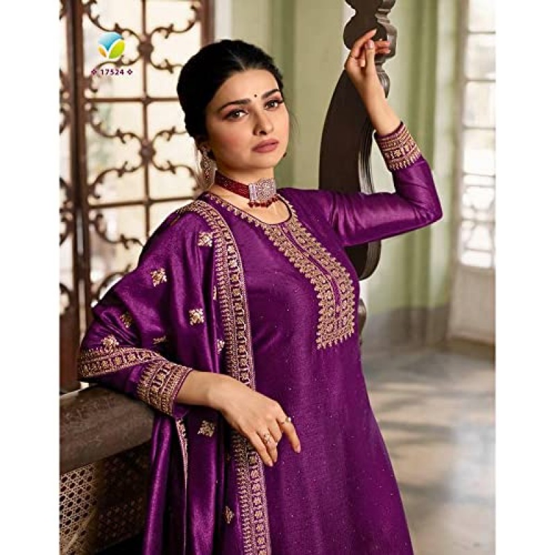 인도 파키스탄 디자이너 스티치 무거운 실 자수 작업 Salwar Kameez Plazzo Suit