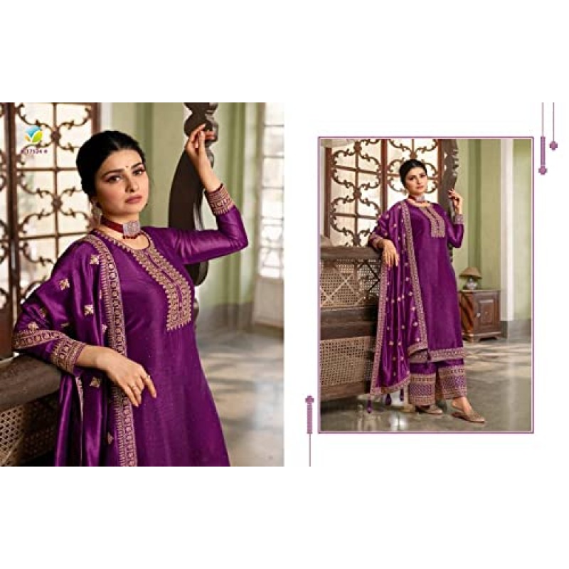 인도 파키스탄 디자이너 스티치 무거운 실 자수 작업 Salwar Kameez Plazzo Suit