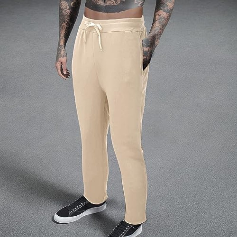 2024 Mens streetwear Urban Fit 플리스 바지 코튼 트랙 수트 하의 Mens Mens Cropped Black Trousers Cargo Pants Joggers Men