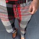 UXZDX 남성 캐주얼 체크 무늬 바지 파티 정장 바지 스트레치 피트 포켓이 있는 소셜 바지 정장 바지 비즈니스 남성 (색상: A, 사이즈: M 코드)