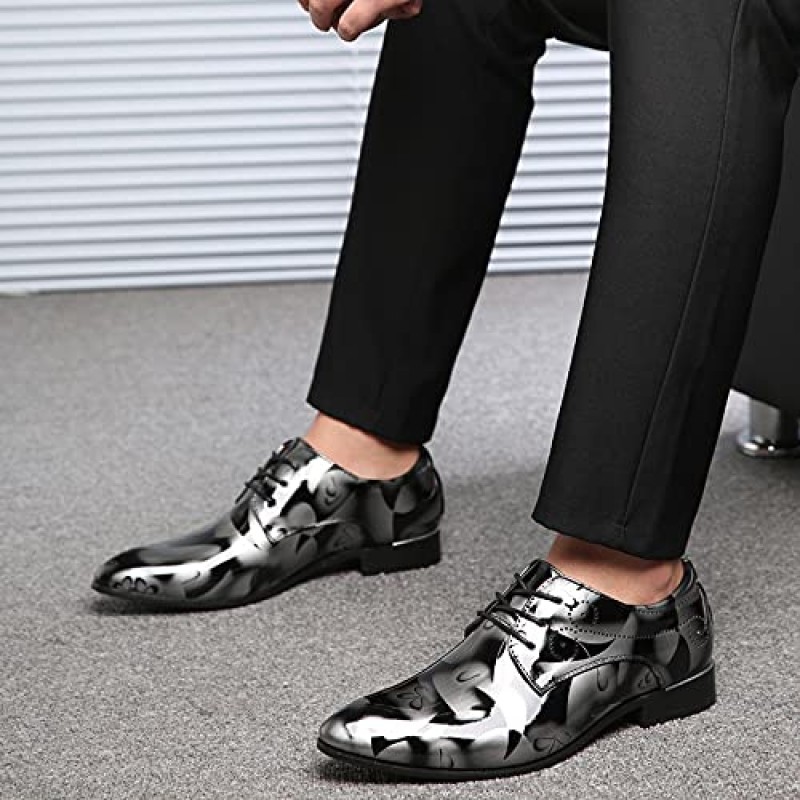 남성 패션 가죽 신발 통근 통기성 정장 스트레이트 팁 드레스 신발 레이스 패턴