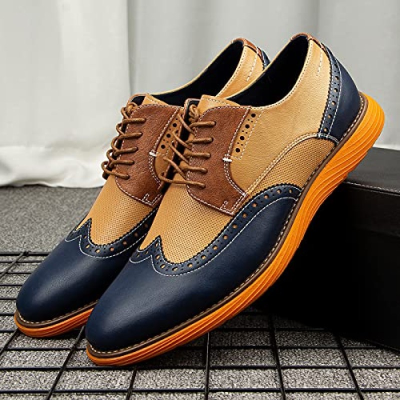 JITAI 남성용 옥스포드 신발, 정장 구두 레이스업 윙팁 브로그 신발 남성용 경량 패션 신발.