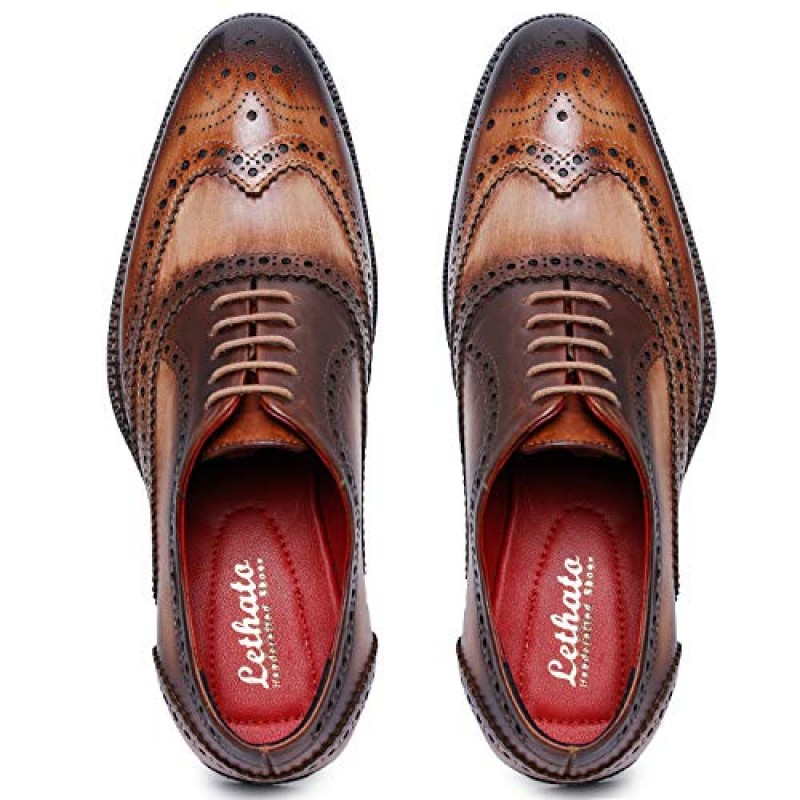 Lethato Wingtip Brogue 옥스포드 수제 남성 정품 가죽 레이스 업 드레스 슈즈