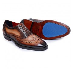 Lethato Wingtip Brogue 옥스포드 수제 남성 정품 가죽 레이스 업 드레스 슈즈