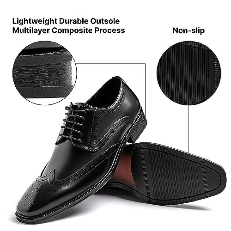 Goor Mens Dress Shoes 남성용 클래식 윙팁 옥스포드 신발 편안한 통기성 공식 비즈니스 드레스 슈즈 비즈니스, 작업, 파티, 결혼식, 일일 산책에 적용 가능