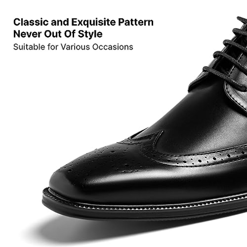 Goor Mens Dress Shoes 남성용 클래식 윙팁 옥스포드 신발 편안한 통기성 공식 비즈니스 드레스 슈즈 비즈니스, 작업, 파티, 결혼식, 일일 산책에 적용 가능