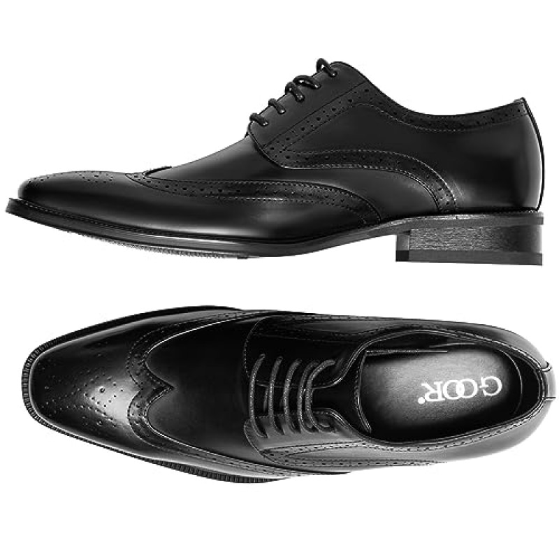 Goor Mens Dress Shoes 남성용 클래식 윙팁 옥스포드 신발 편안한 통기성 공식 비즈니스 드레스 슈즈 비즈니스, 작업, 파티, 결혼식, 일일 산책에 적용 가능