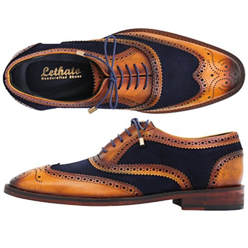 Lethato Wingtip Brogue 옥스포드 수제 남성 정품 가죽 레이스 업 드레스 슈즈