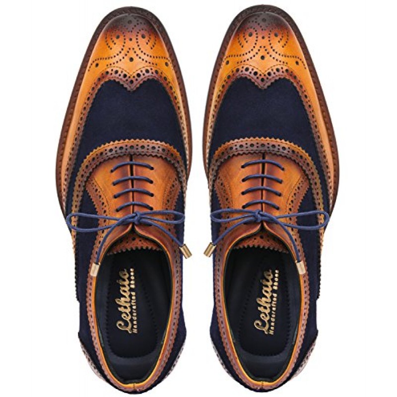 Lethato Wingtip Brogue 옥스포드 수제 남성 정품 가죽 레이스 업 드레스 슈즈