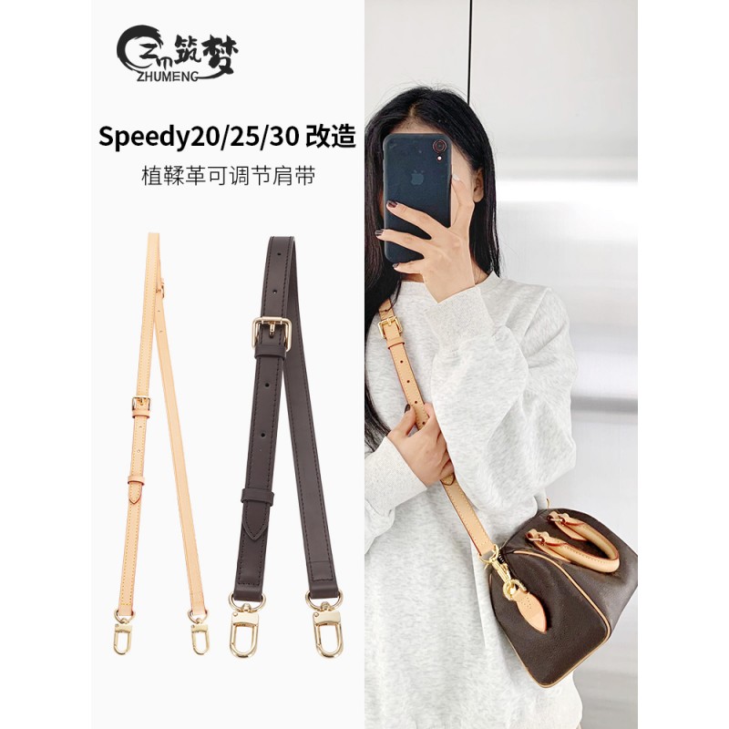 Lv speedy20에 적합 25 베개 가방 30 어깨 끈 수정 야채 무두질 가죽 크로스 바디 와이드 백 (겨드랑이 액세서리 포함)