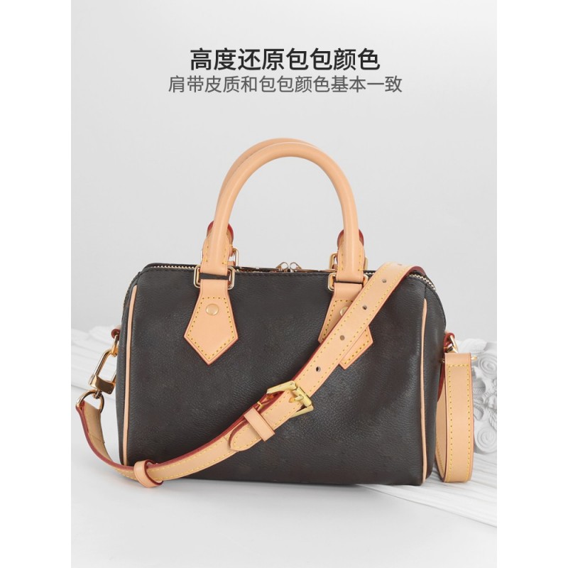 Lv speedy20에 적합 25 베개 가방 30 어깨 끈 수정 야채 무두질 가죽 크로스 바디 와이드 백 (겨드랑이 액세서리 포함)